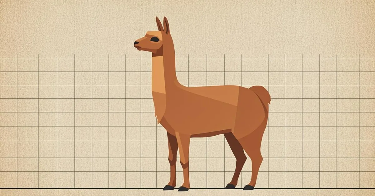 Stylized geometric llama illustration on a parchment field-notebook background, representing the Solama meme coin mascot on Solana.